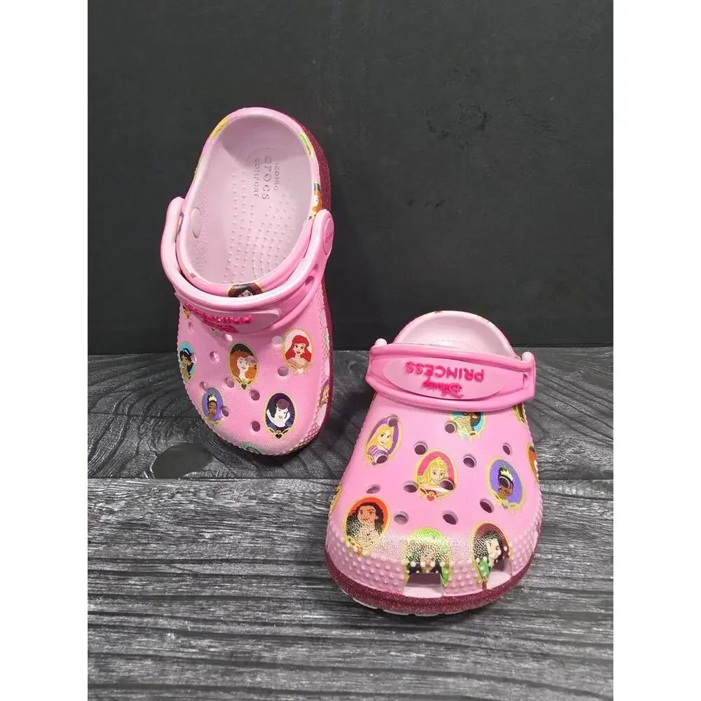 Crocs Classic Disney Princess Clogs Pink Toddler Girls Shoes Size C7 GUC